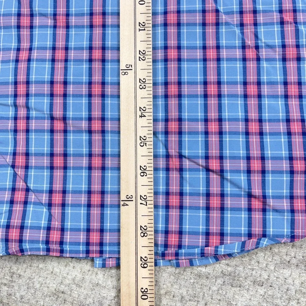 Vineyard Vines Shirt Men Medium Blue Pink Plaid Slim Fit Tucker Button Up Preppy - Picture 6 of 9